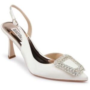 Badgley Mischka Women's White Enida Slingback Heels, size 7